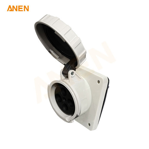 IEC60309 480V/63A 4P Angled Panel-Mount Receptacle